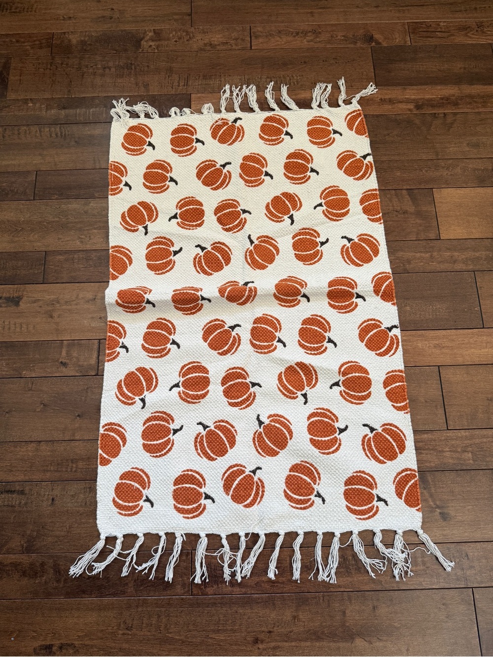 Fall Pumpkin Accent Rug - White and Orange